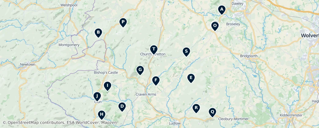 Karte von Shropshire Hills National Landscape: The Absolute Essentials