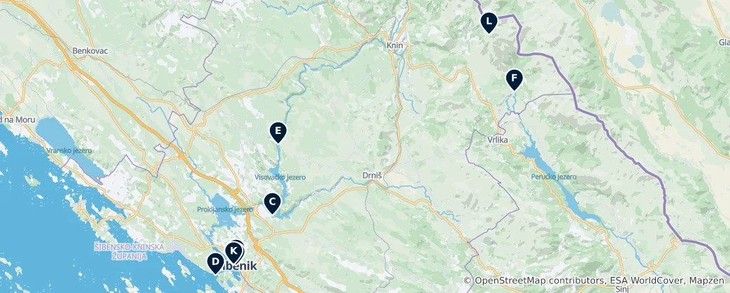 Mappa di Šibenik-Knin Essentials