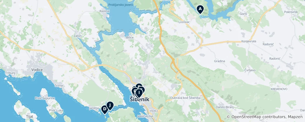 Mappa di Šibenik Essentials
