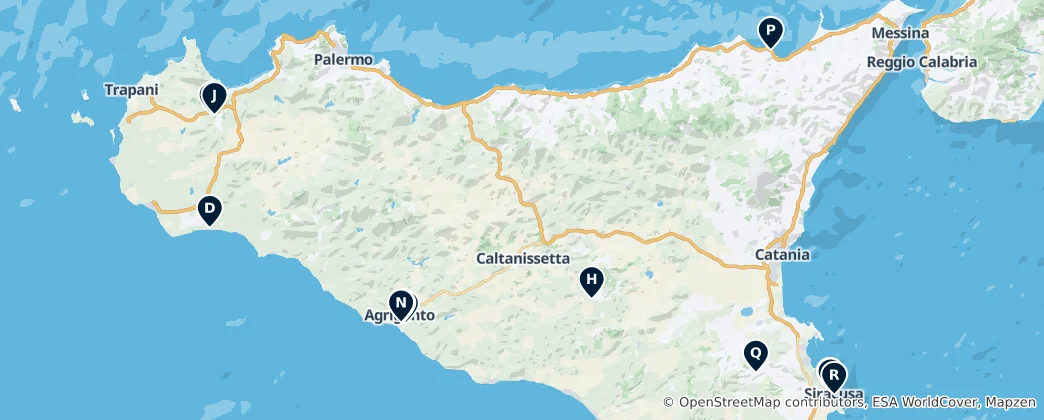 Map of Ancient Ruins of Sicily