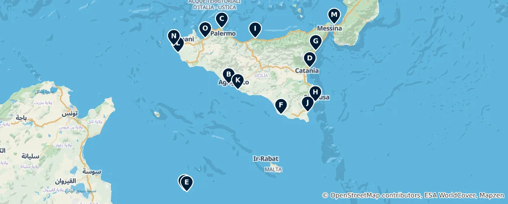 Mappa di Le Migliori Spiagge e Resort Siciliani