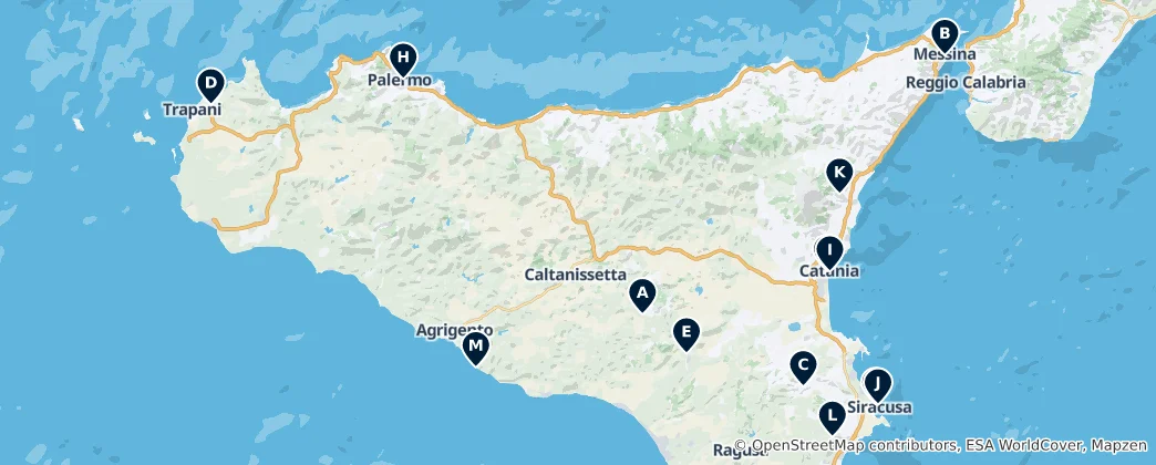 Kaart van Hidden Gems of Sicily