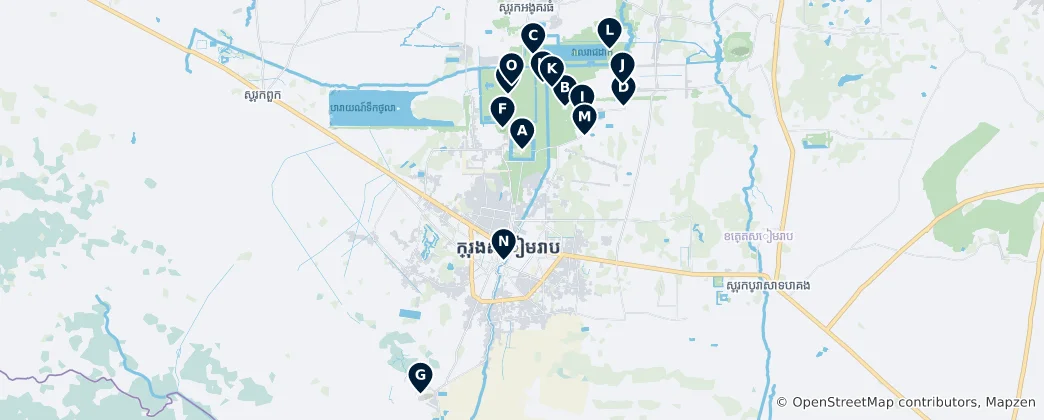 Mappa di Ancient Khmer Temples