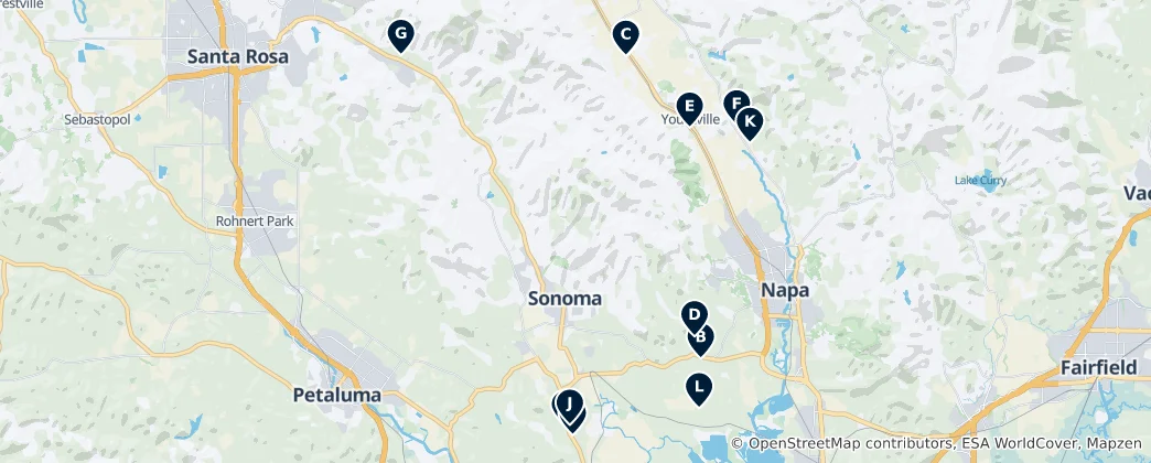 Mappa di Top Wineries & Vineyards