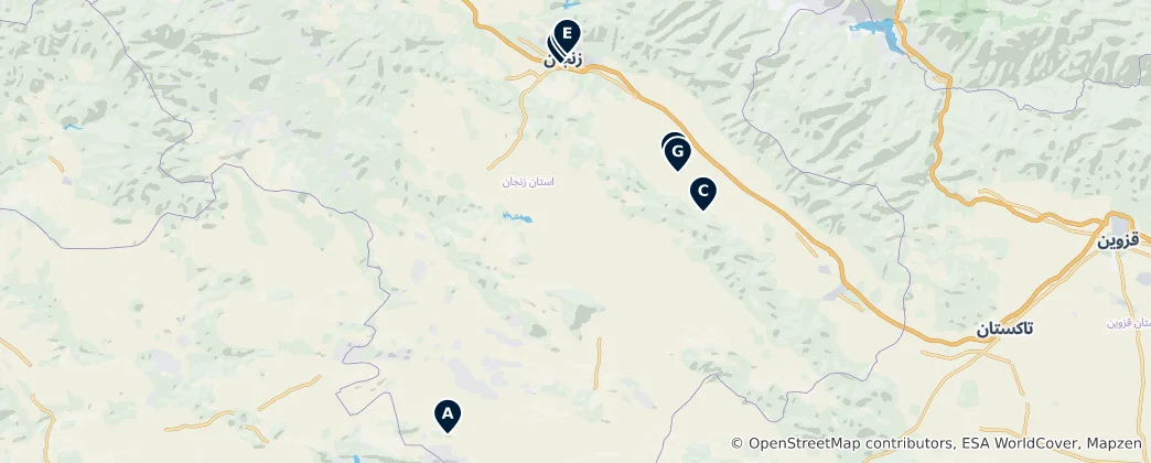 Mapa de Editor's Choice: Zanjan Province