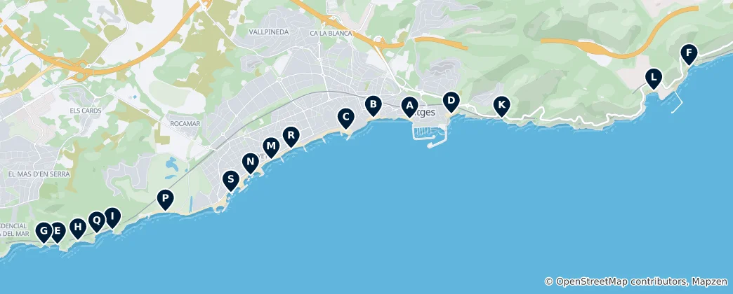 Mappa di Best Beaches and Nudist Spots