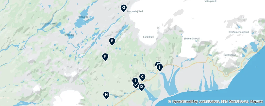 Mappa di Accommodations in the Area