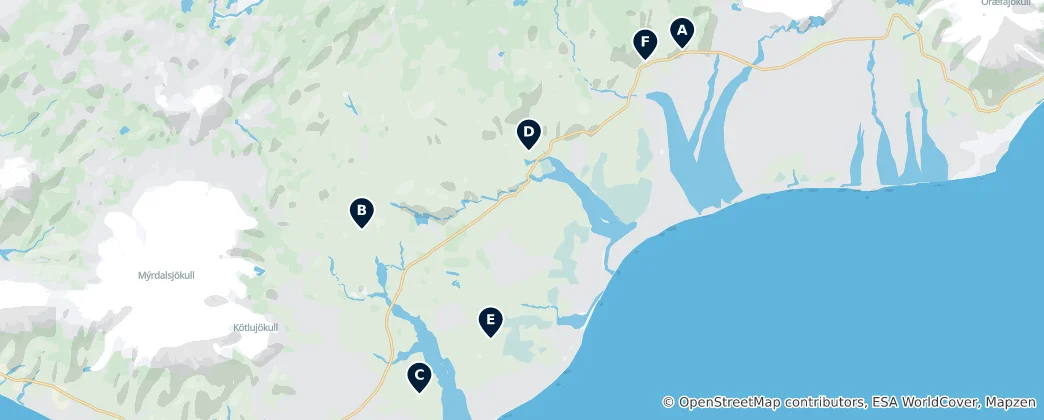 Mappa di Historic Icelandic Churches