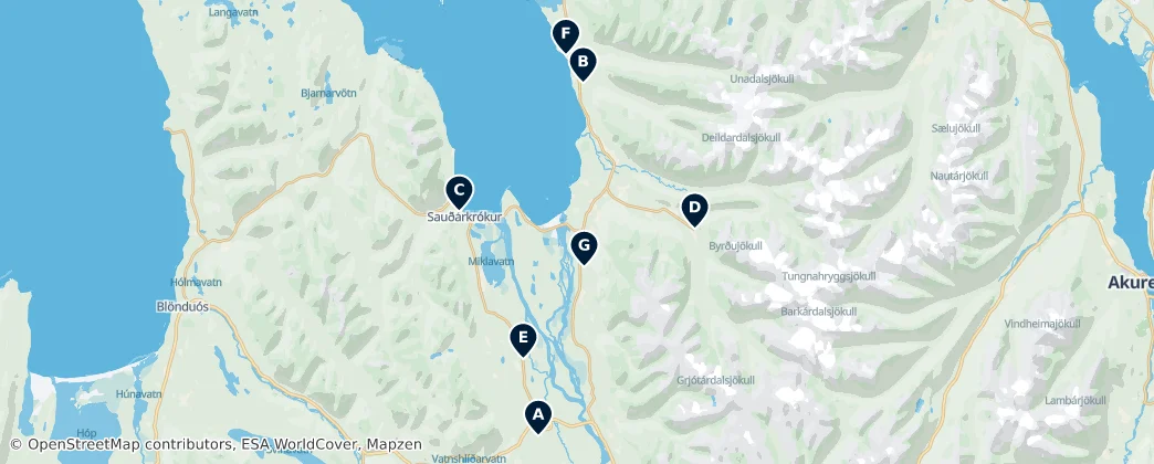 Map of Historic Churches of Skagafjörður