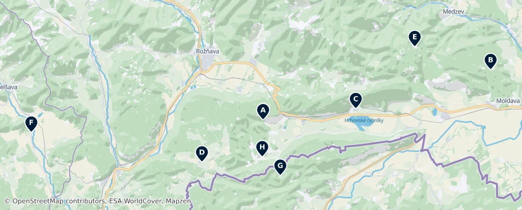 Map of Religious Sites of Slovak Karst