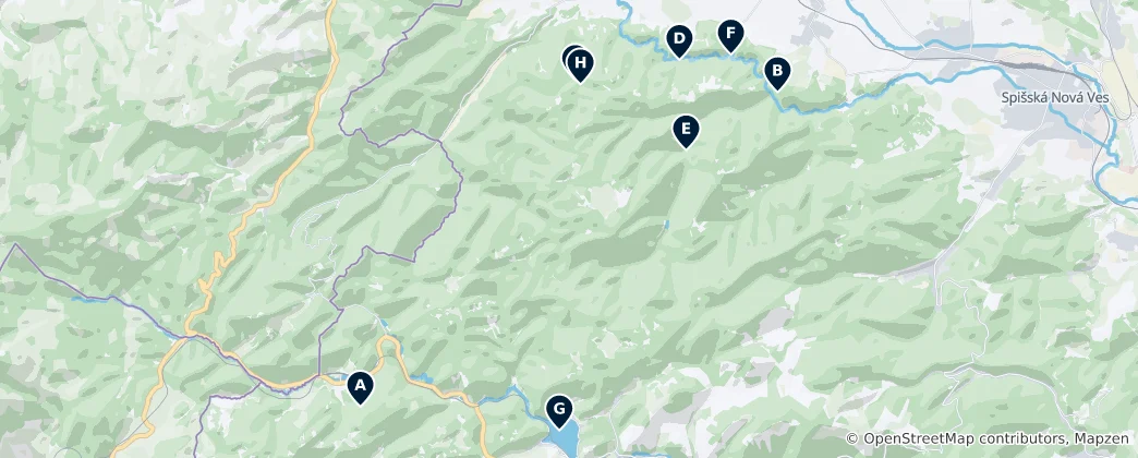 Map of Natural Wonders of Slovak Paradise