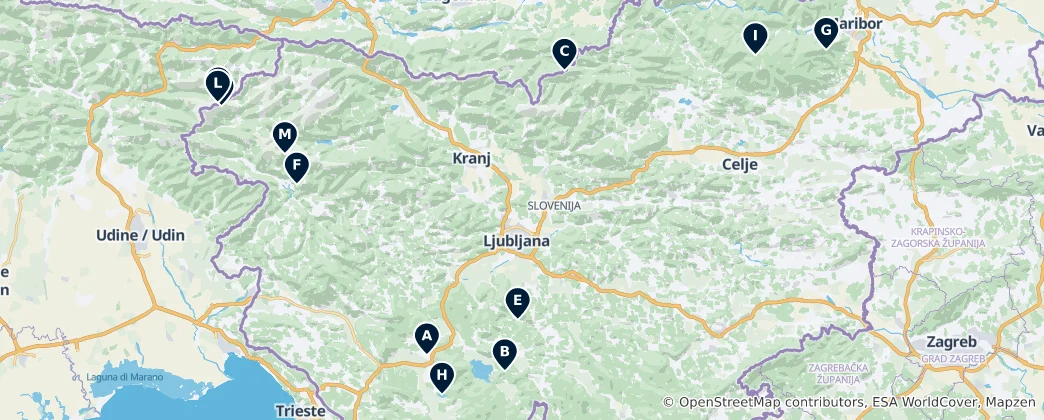 Map of Slovenia's Natural Wonders