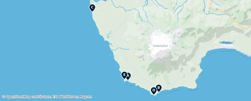 Mapa de Icelandic Coastal Wonders