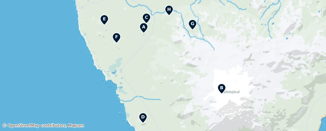 Map of Icelandic Volcanic Wonders