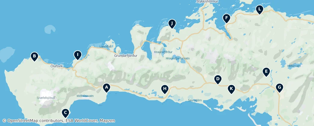 Map of Icelandic Churches and Places of Worship