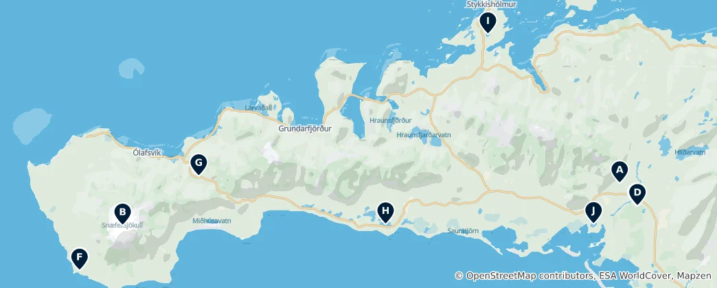 Mapa de Icelandic Natural Wonders