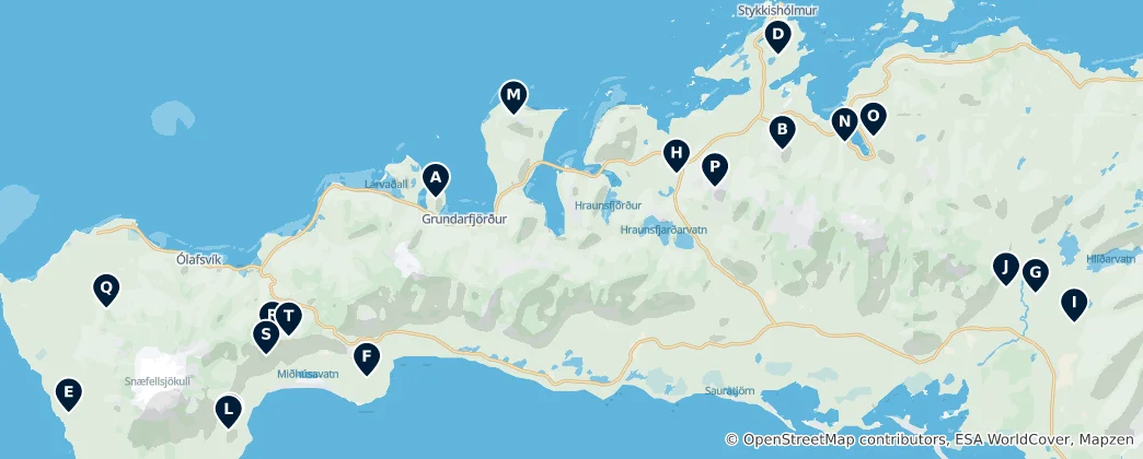 Mapa de Icelandic Peaks and Calderas