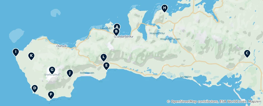 Map of Snæfellsnes Unmissables