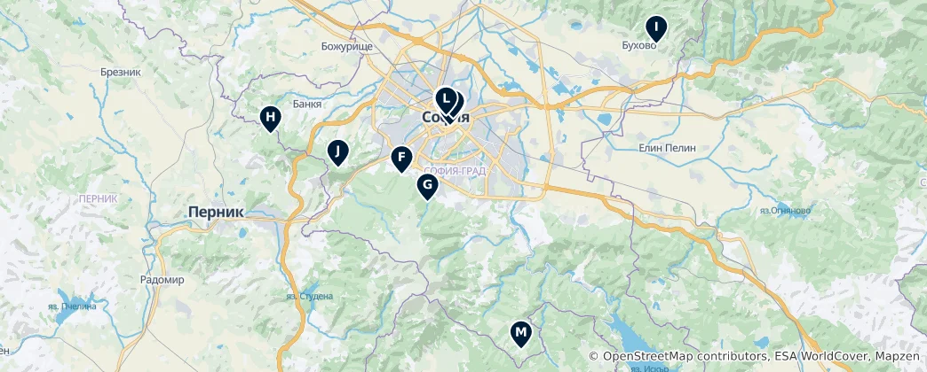 Mappa di Siti spirituali bulgari