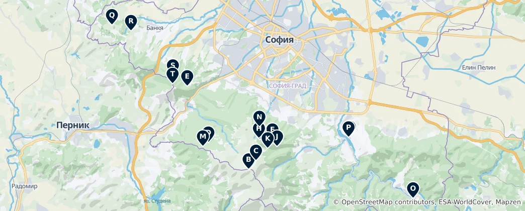 Karte von Mountain Huts and Peaks