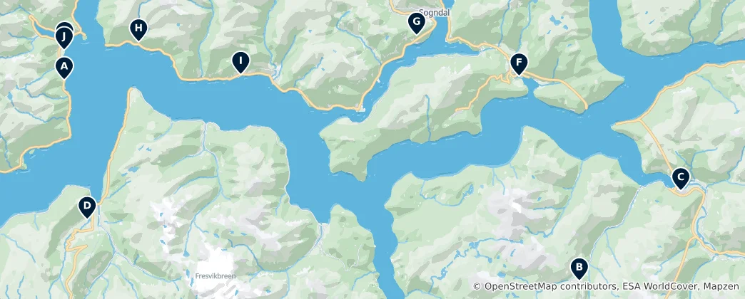 Mapa De Esenciales del Sognefjorden