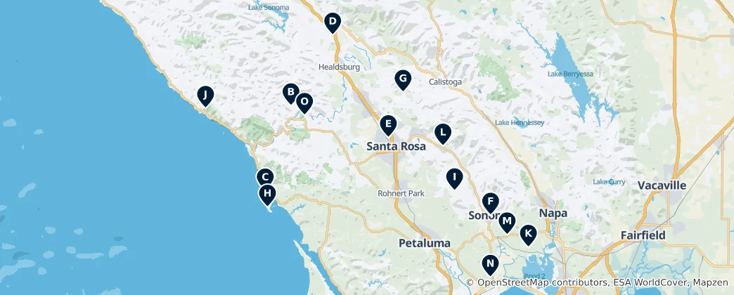 Mappa di Sonoma County Essentials