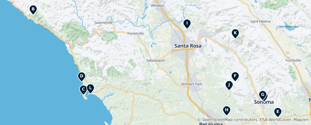 Mappa di Sonoma Nature & Parks