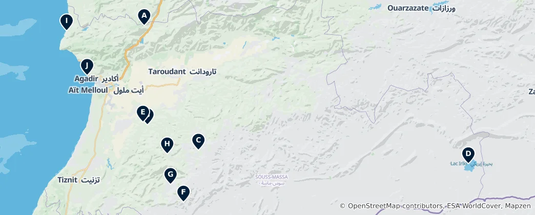 Mapa Souss-Massa Highlights