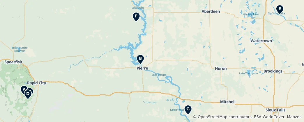 Karte von Scenic Dams and Reservoirs