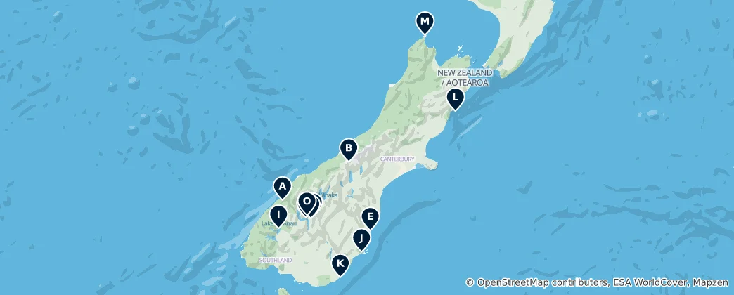 Mapa South Island Essentials