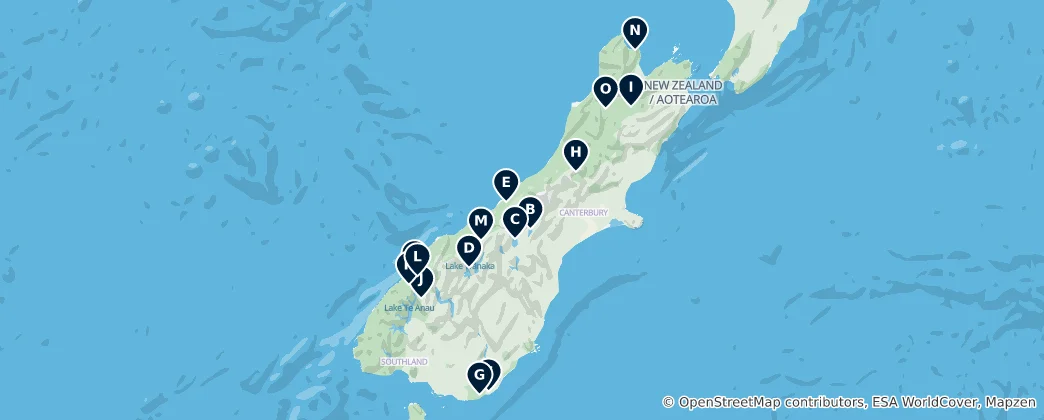 Mapa Waterfalls & Lakes