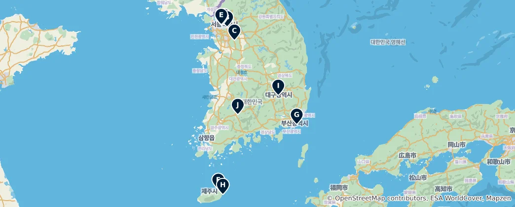 Map of Hidden Gems of South Korea