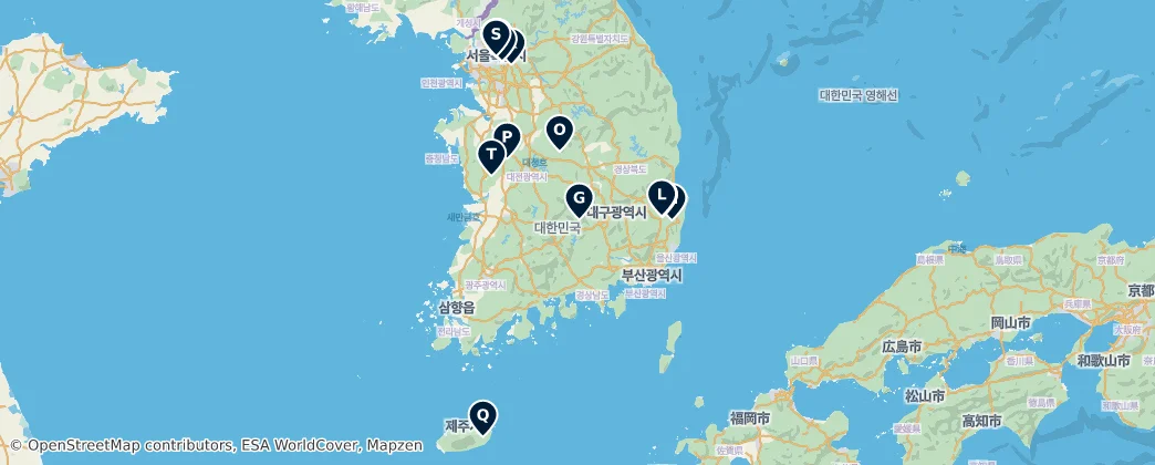 Map of South Korea's Historical Sites