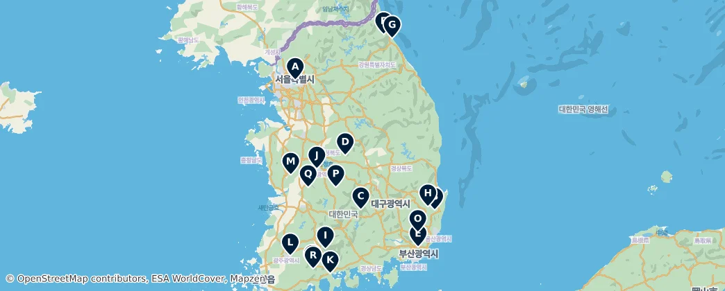Map of South Korea's Sacred Sites