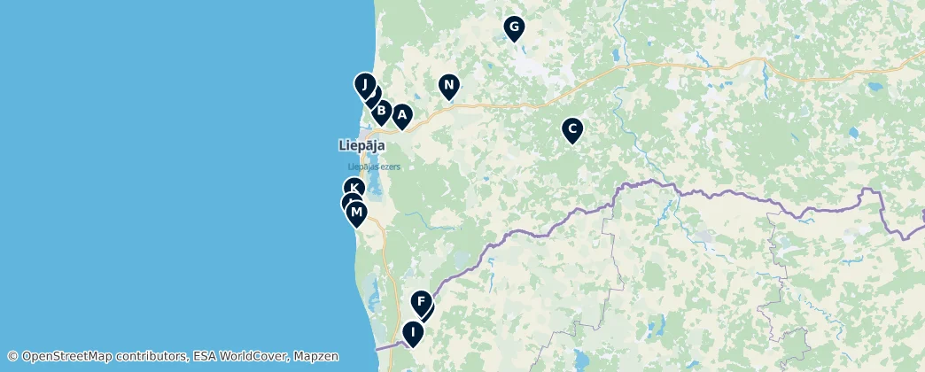 Mapa South Kurzeme Municipality: Essential Historical and Natural Wonders
