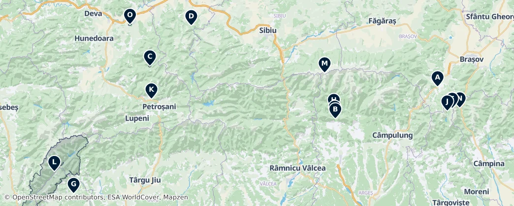 Southern Carpathians Must-Sees — 地图