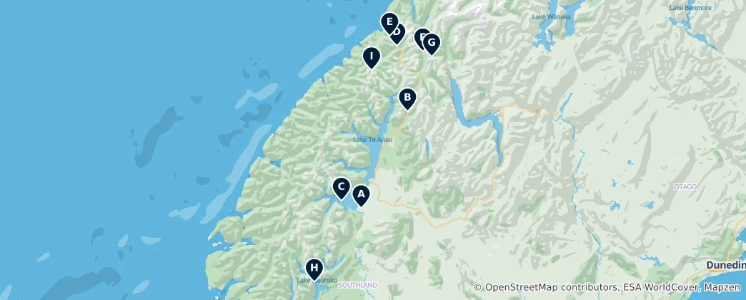 Map of Lakes and Waterfalls