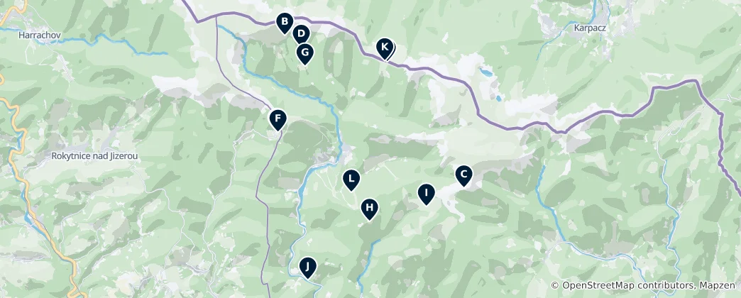 Karte von Alpine Huts & Mountain Lodges