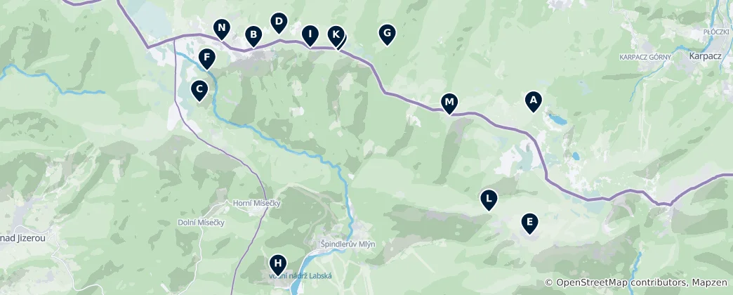 Mapa Mountain Peaks & Views