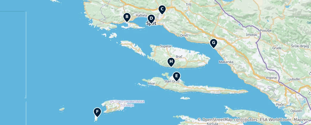 Map of Editor's Choice: Croatia's Best