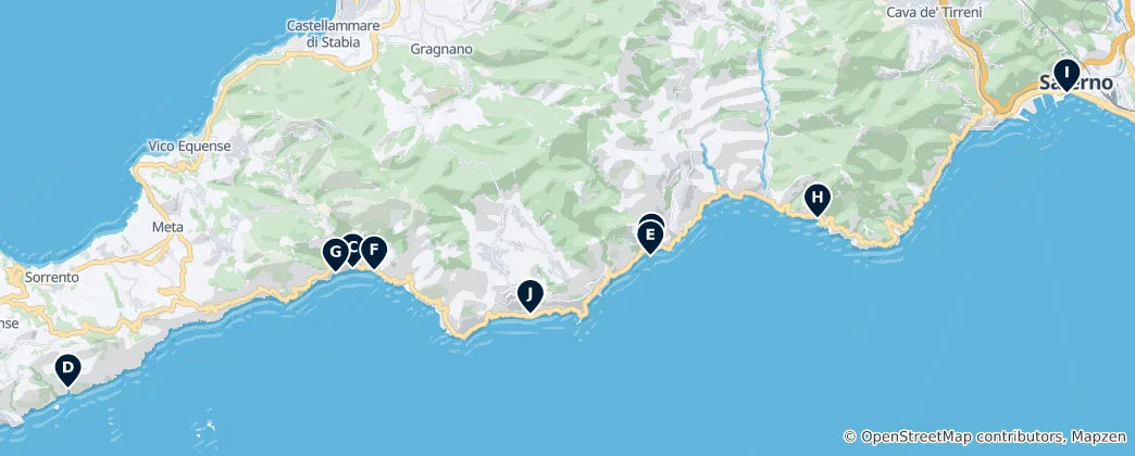 Amalfi Coast Beaches & Bays 지도