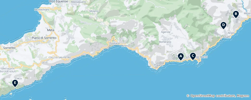 Карта Amalfi Coast Hidden Gems