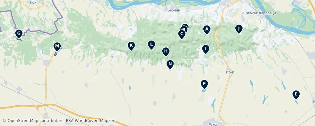 Natural Wonders of Fruška Gora — Mappa