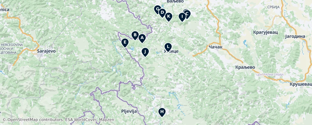 Mountain Peaks & Huts — Mapa