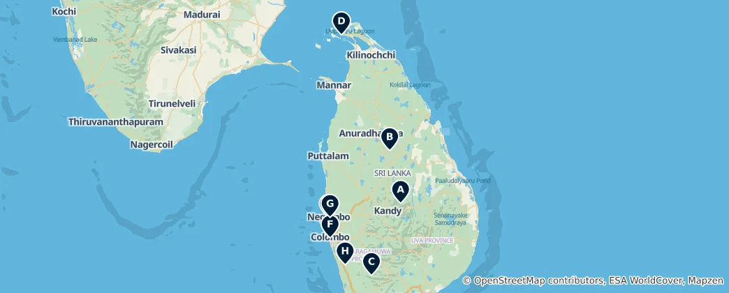 Map of Editor's Choice: Sri Lanka