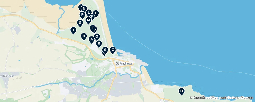 Map of St Andrews Golf Courses