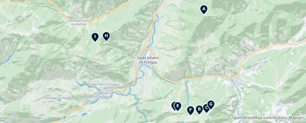 Map of Alpine Huts & Mountain Restaurants