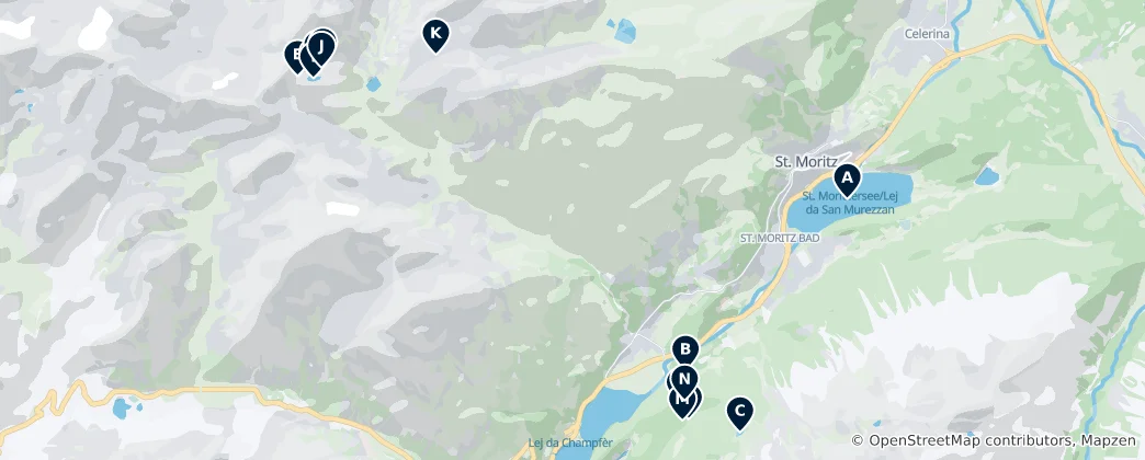 Karte von St. Moritz Lakes