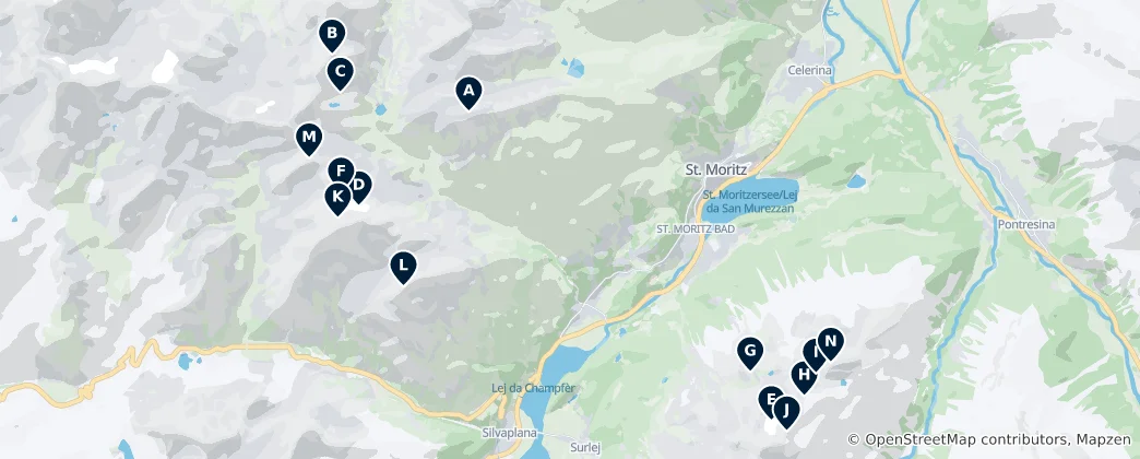 Mapa St. Moritz Mountain Peaks