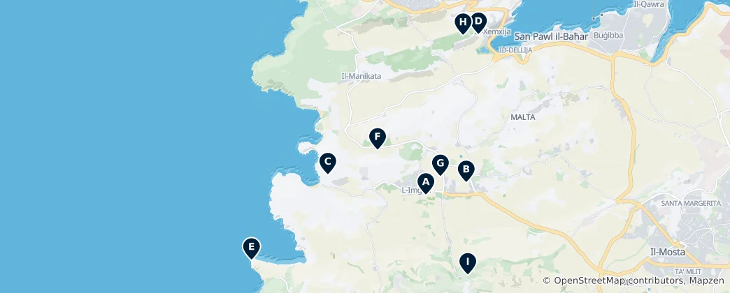 Map of Archaeological Sites in Mġarr